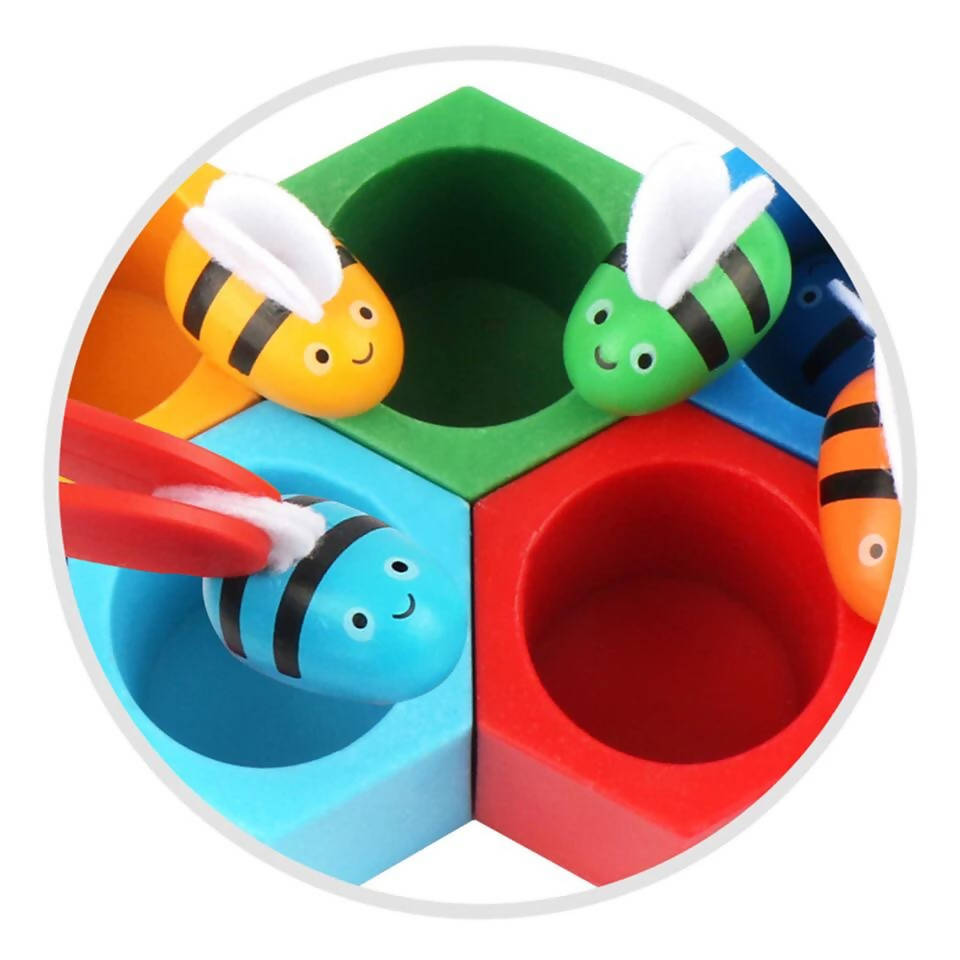 Wooden Beehive Board Clipping Bee Color Cognition Game