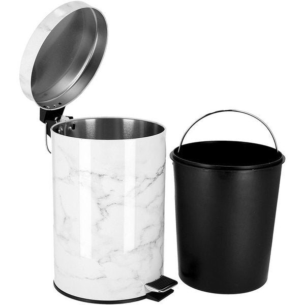 Royalford 7 Litre Marble Design Dust Bin White & Grey