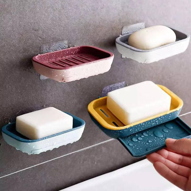 Silicone Soap Holder Non Slip Soap Dish Box Tray Draining Rack Bathroom  Shower
