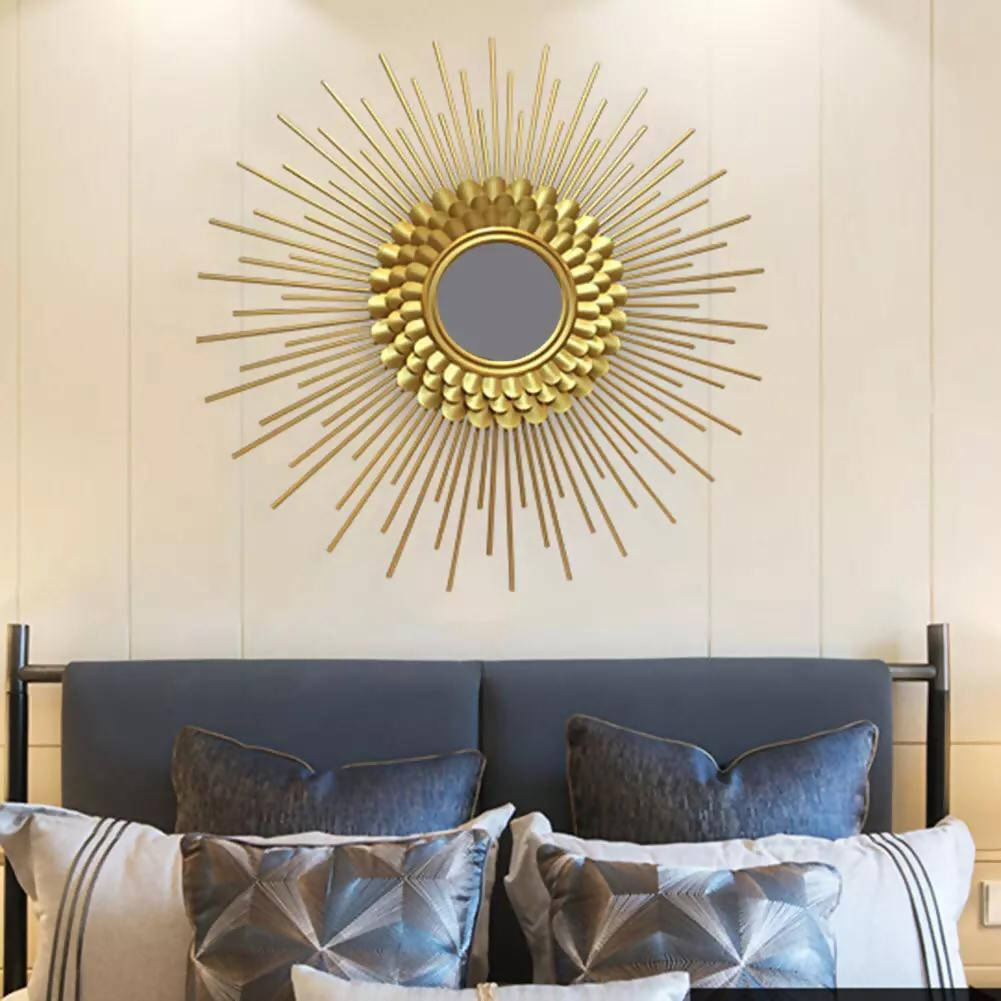 Nordic Hanging Mirror Gold Sun Phnom Removable Wall Mount Mirror