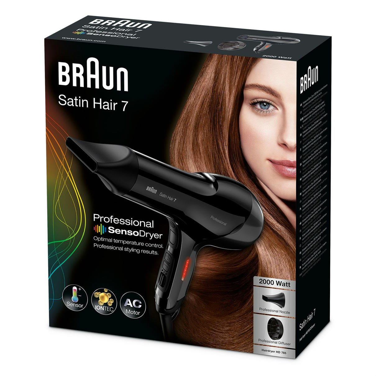 Braun Satin Hair Dryer | Color Black | Power 200W | Best Personal Care Accessories in Bahrain | Halabh