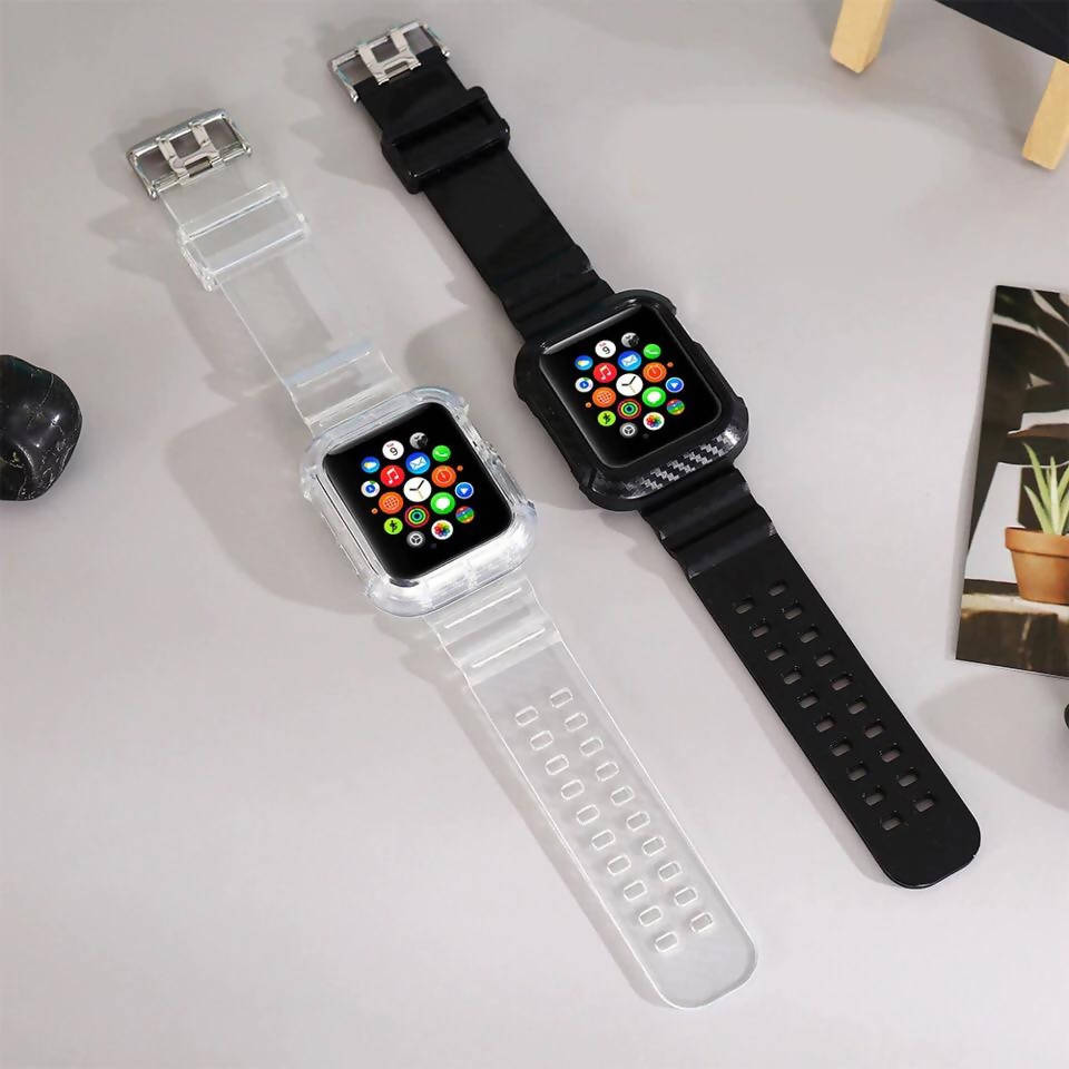 Transparent Silicone Strap For Apple Watch 38/40/42/44mm LW1235840Protection | Transparent | Scratch-resistant | Dust-proof | Slim Design | Easy Installation| Compatible| Accessories | Halabh.com