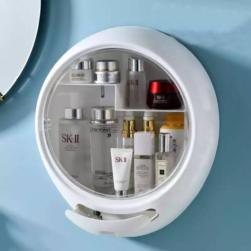 NEW Bathroom Wall-mounted Makeup Organizer Punch-free Large Capacity Jewelry Cosmetic Storage Box Women Skin Care Beauty Rack