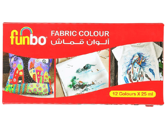 Funbo Fabric Paint Set 12 Colors X 25ml bottle FO-FABRIC-1225