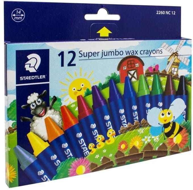 Staedtler SuperJumbo Wax Crayon Set of 12 Colors ST-2260-NC12