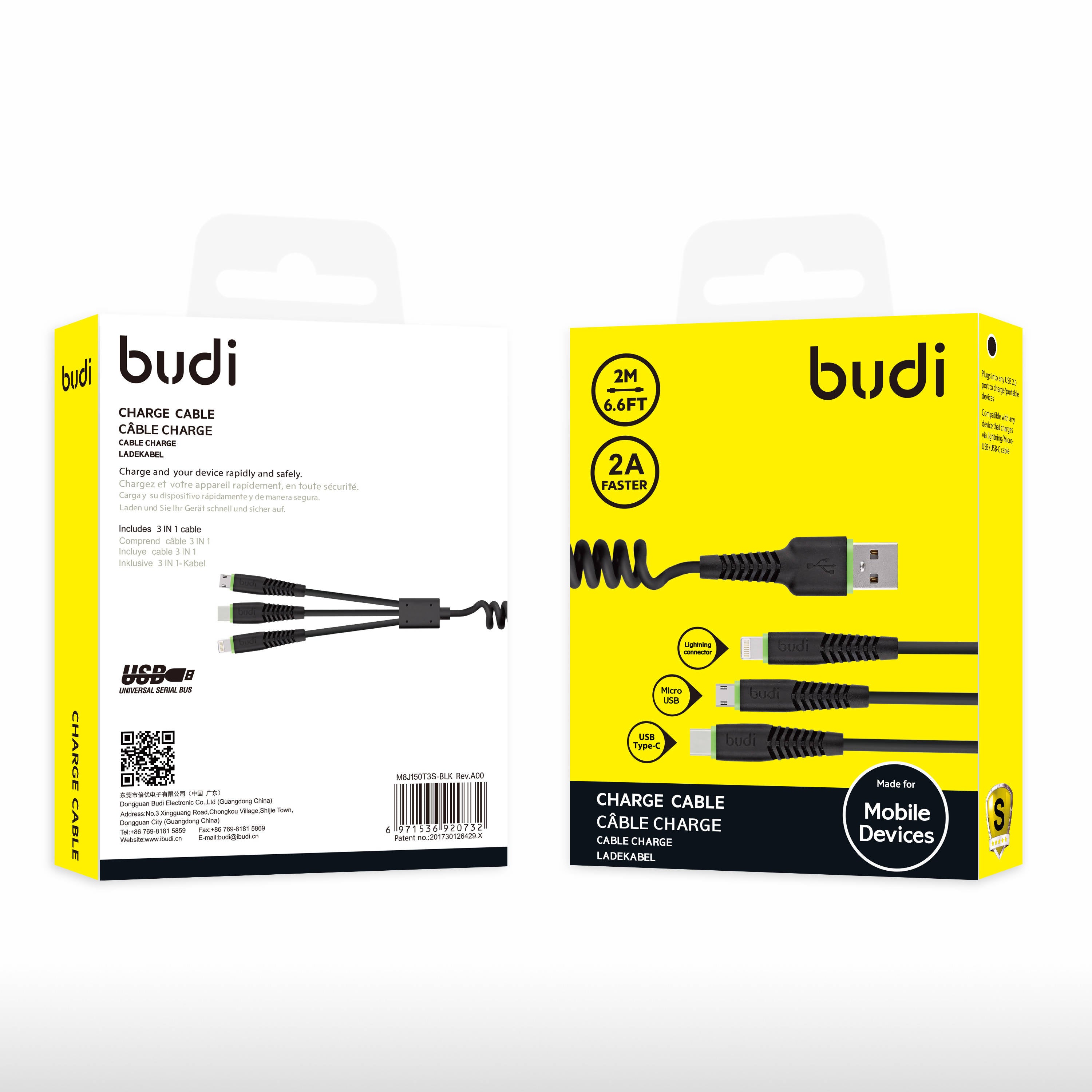 Budi 150T3S 3 In 1 Cable Black