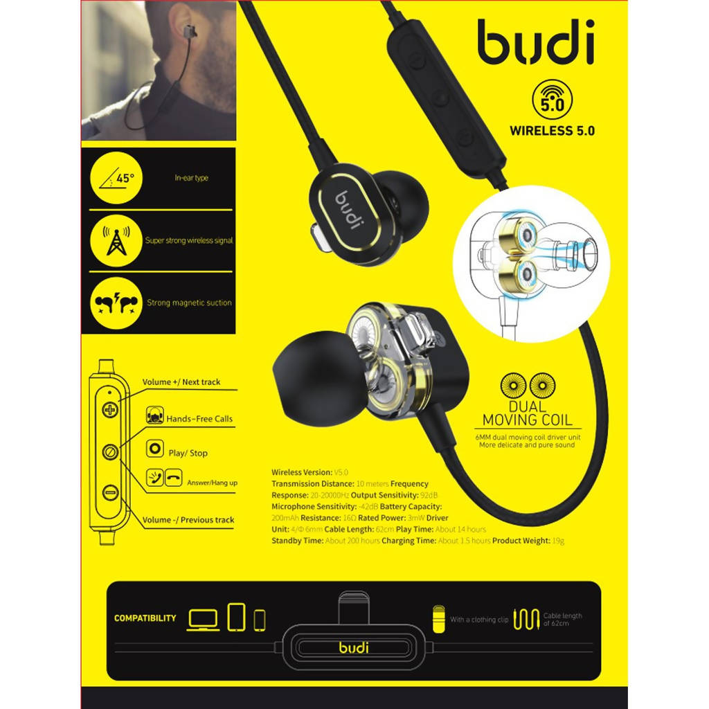 Budi Stereo Wireless Dual Moving Coil In Ear Headphones in Bahrain