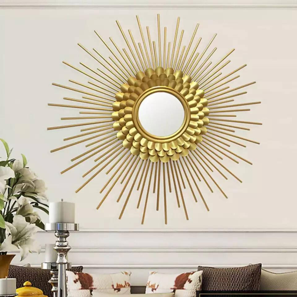 Nordic Hanging Mirror Gold Sun Phnom Removable Wall Mount Mirror
