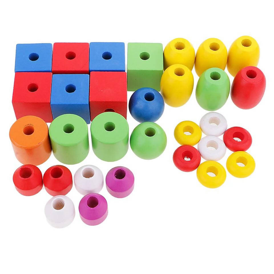Montessori Early Wooden Toy Kids Child Stacking Beads Building Learning Toy