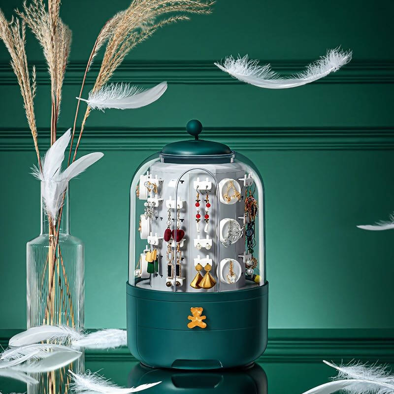 Necklace And Earrings Organizer Box Green