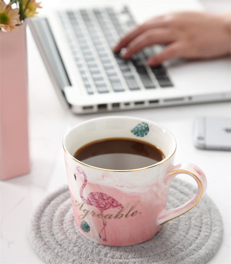 القدح الرخام البطانة الذهبية قدح القهوة القدح الخزف رومانسية الشاي القدح