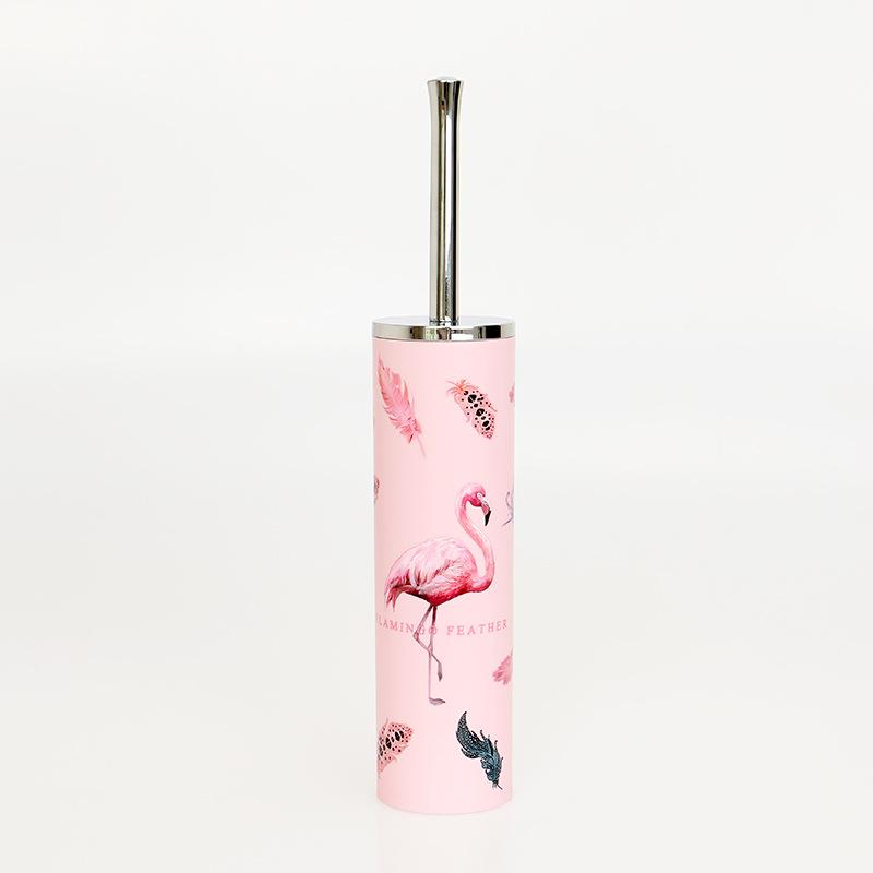 6 Pieces Bathroom Accessories Set Toothbrush Holder Organizer Storage Plastic Pink Flamingo Patter