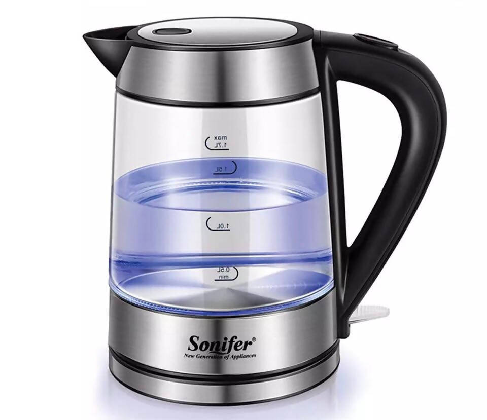Blue LED Glass Electric Kettle - Sonifer 2200W