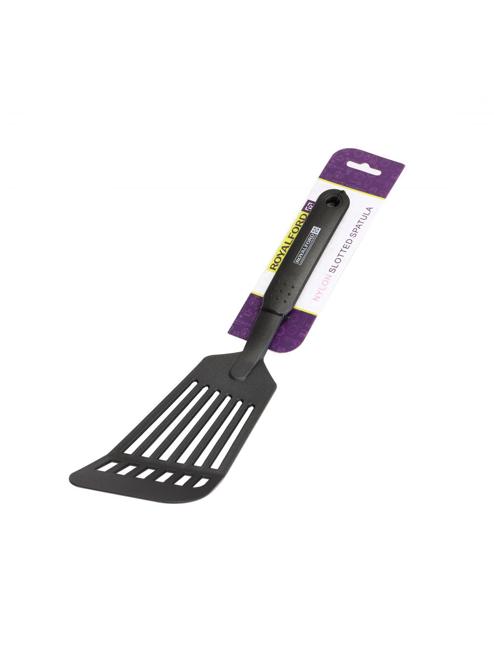 Royalford Nylon Long Slotted Spatula Black