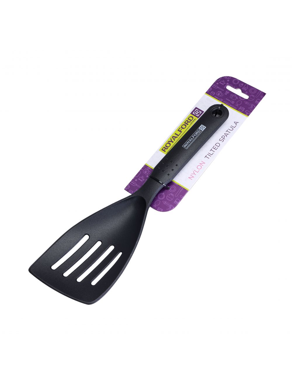 Royalford Nylon Tilted Slotted Spatula Black