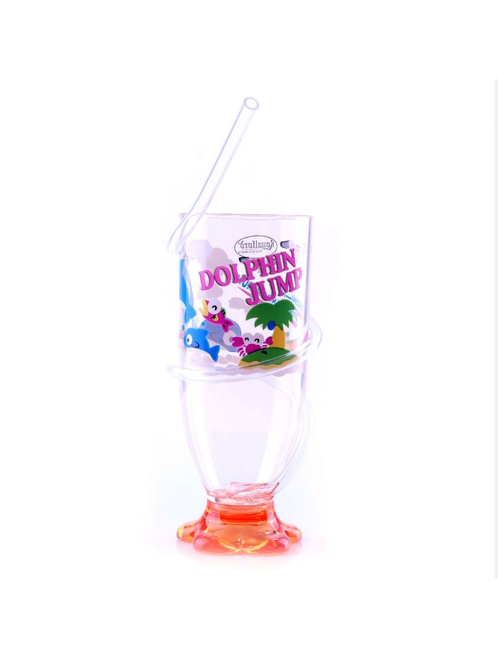 Royalford Transparent Acrylic Glass With Straw Multicolor
