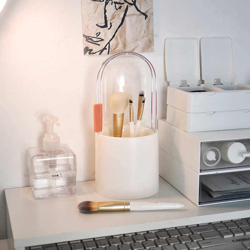 Inscraft Capsule Makeup Brush Holder With Pearls White