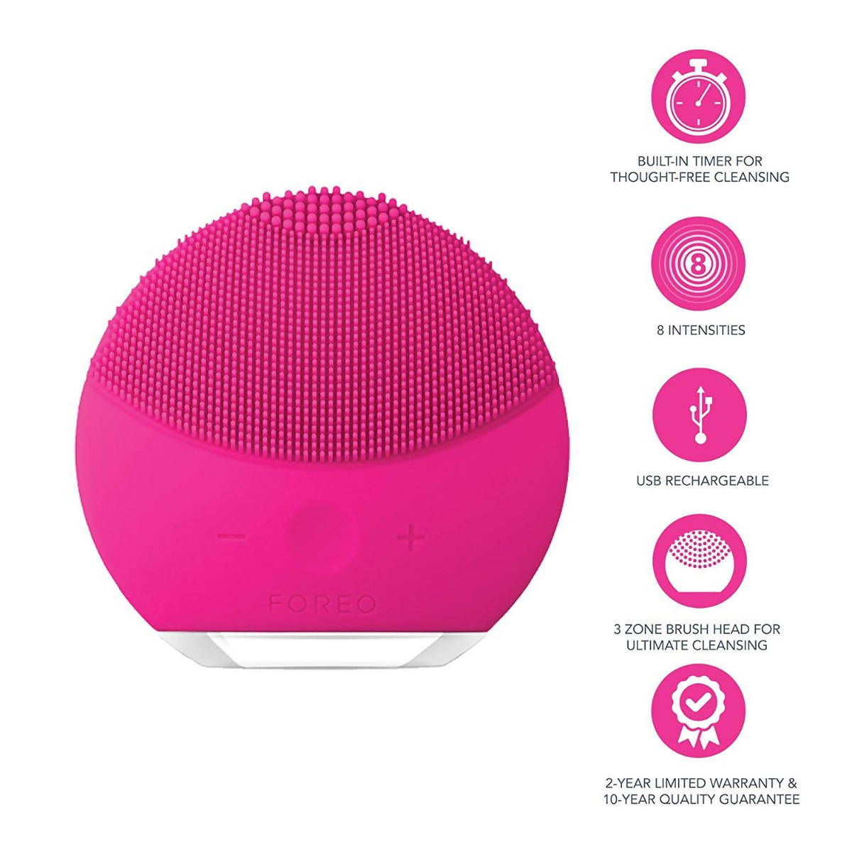 Mini 2 Face Skin Cleaning Brush Foreo with USB Charging Pink
