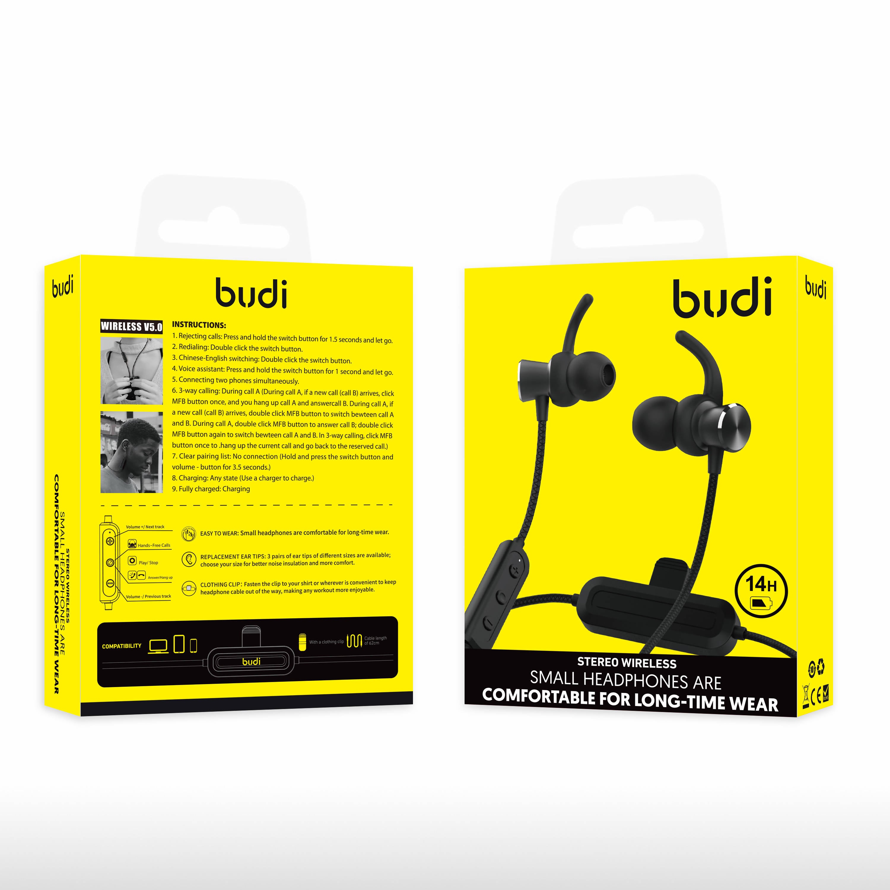 Budi Stereo Wireless V5.0 HeadPhone Black in Bahrain - Halabh
