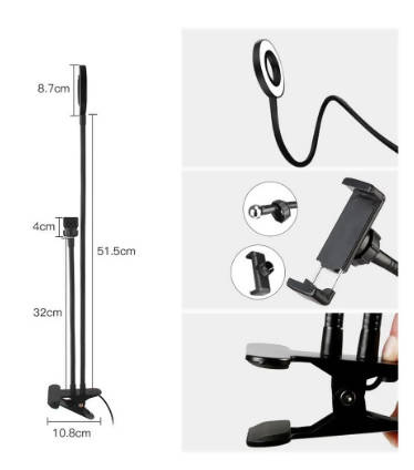 Photo Studio Selfie LED light Ring For Makeup Video Live Stream Camera lamp Dressing Table Vanity Mirror light With Phone Holder