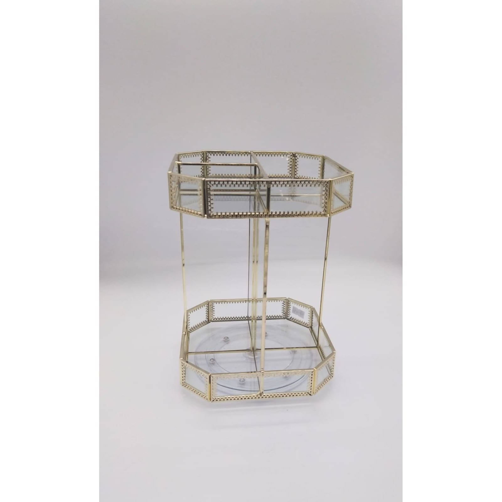 Acrylic Gold and Transparent Rotating Makeup Organizer