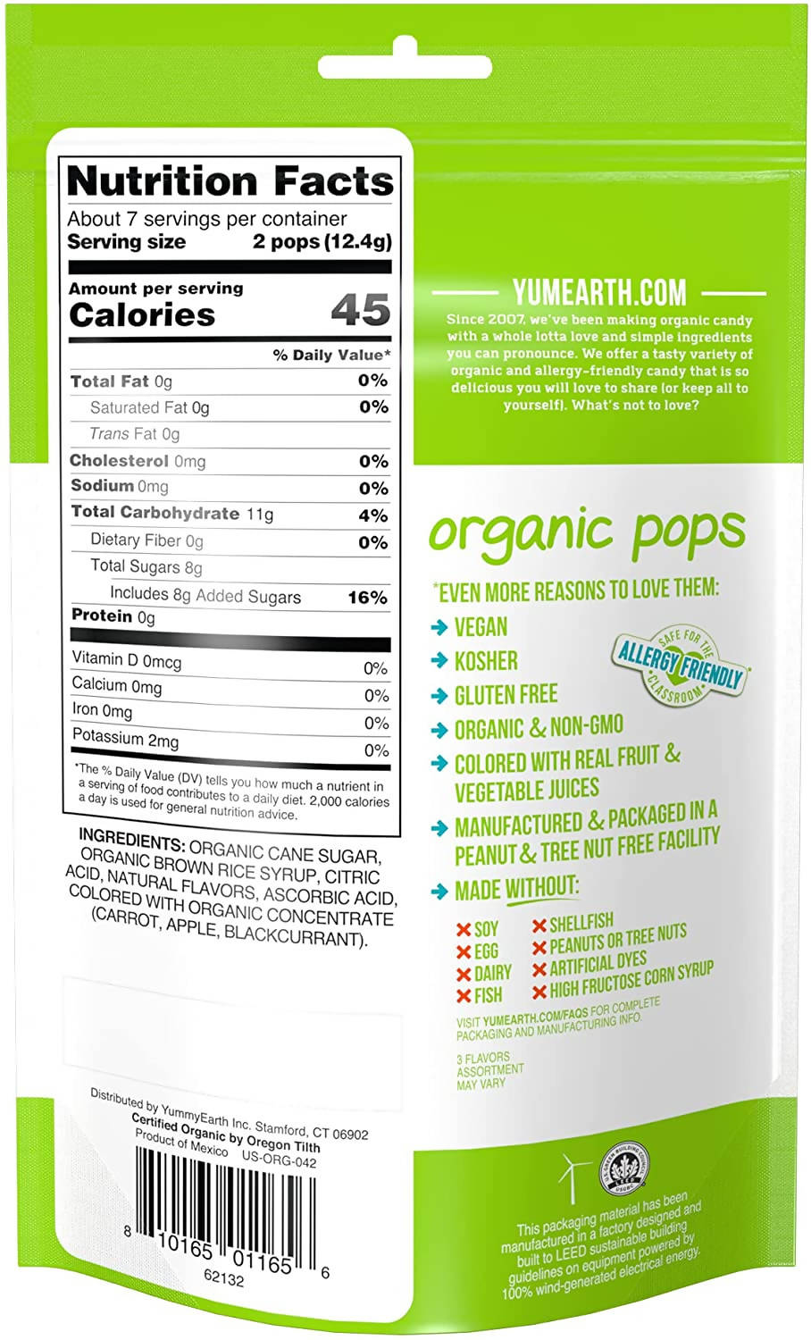 Yum Earth Organic Sour Pops 14pcs