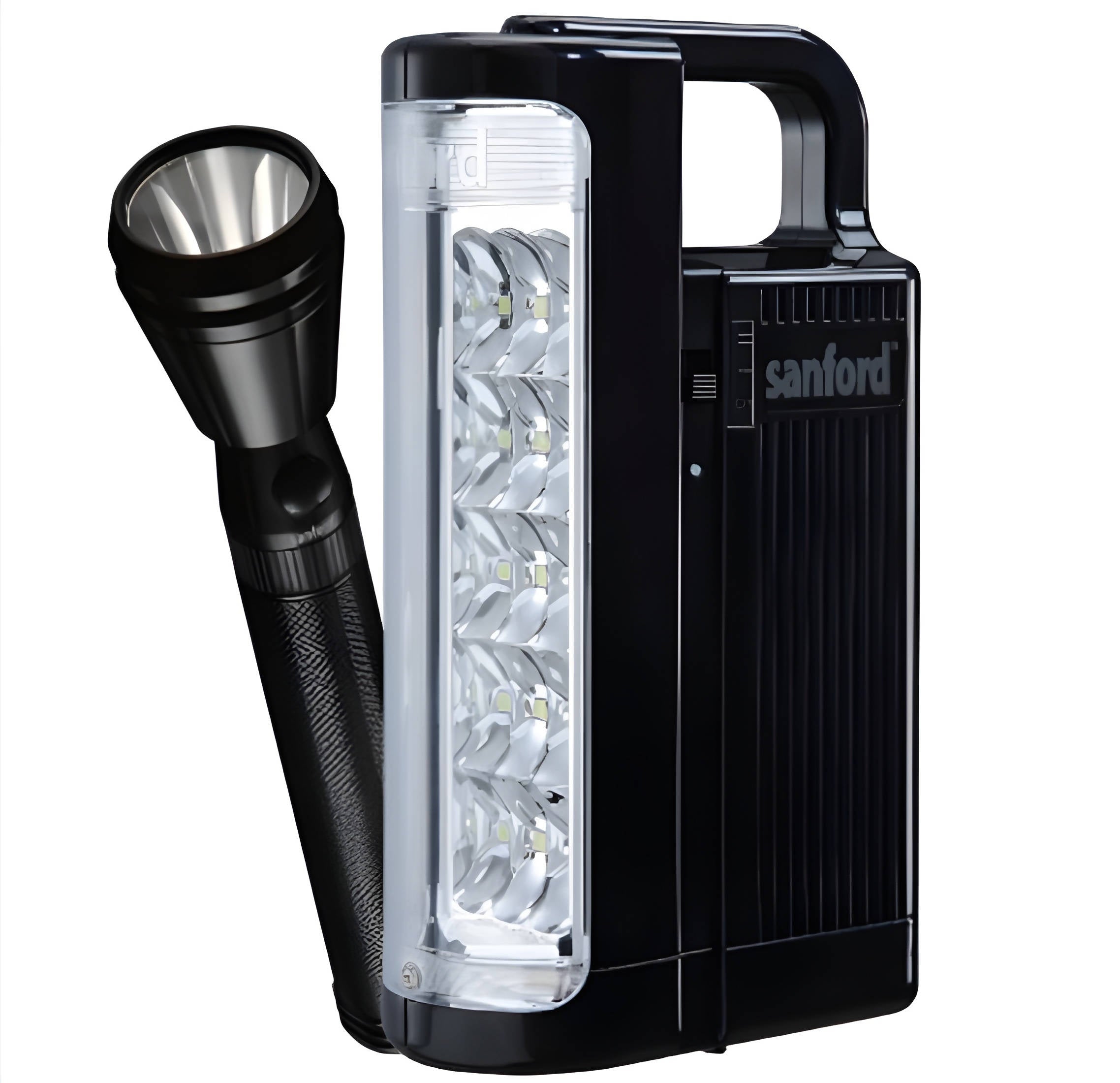 Sanford 2 In1 Emergency Lantern With 2SC Rechargeable Search Light Combo Black