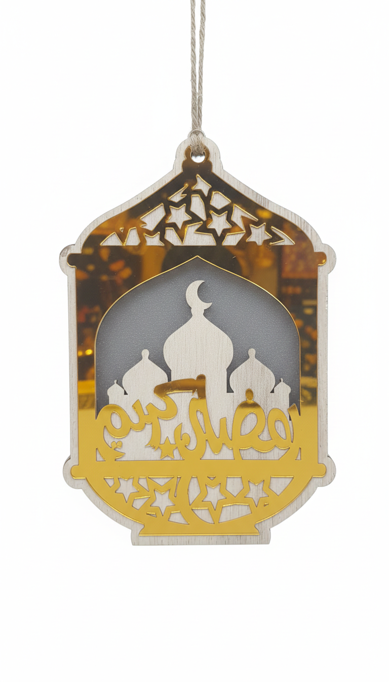 Ramadan Mubarak Hanging Ornament – Gold Mosque Décor
