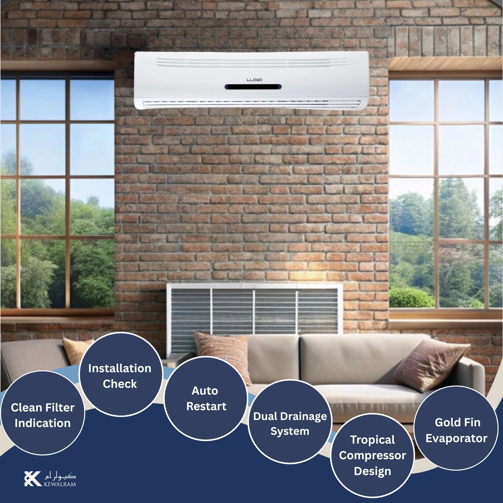 Lloyd 3.0 Ton Split Air Conditioner (AC), 6 Star Rating 32,000 BTU, GOS36B62TQCL