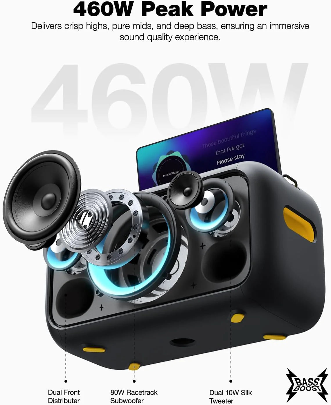 Ikarao Karaoke Machine for Adults, with Lyrics Display Built-in 13.3" Screen, All in One Karaoke Machine with 2 Wireless Microphone, IK-BREAKX1