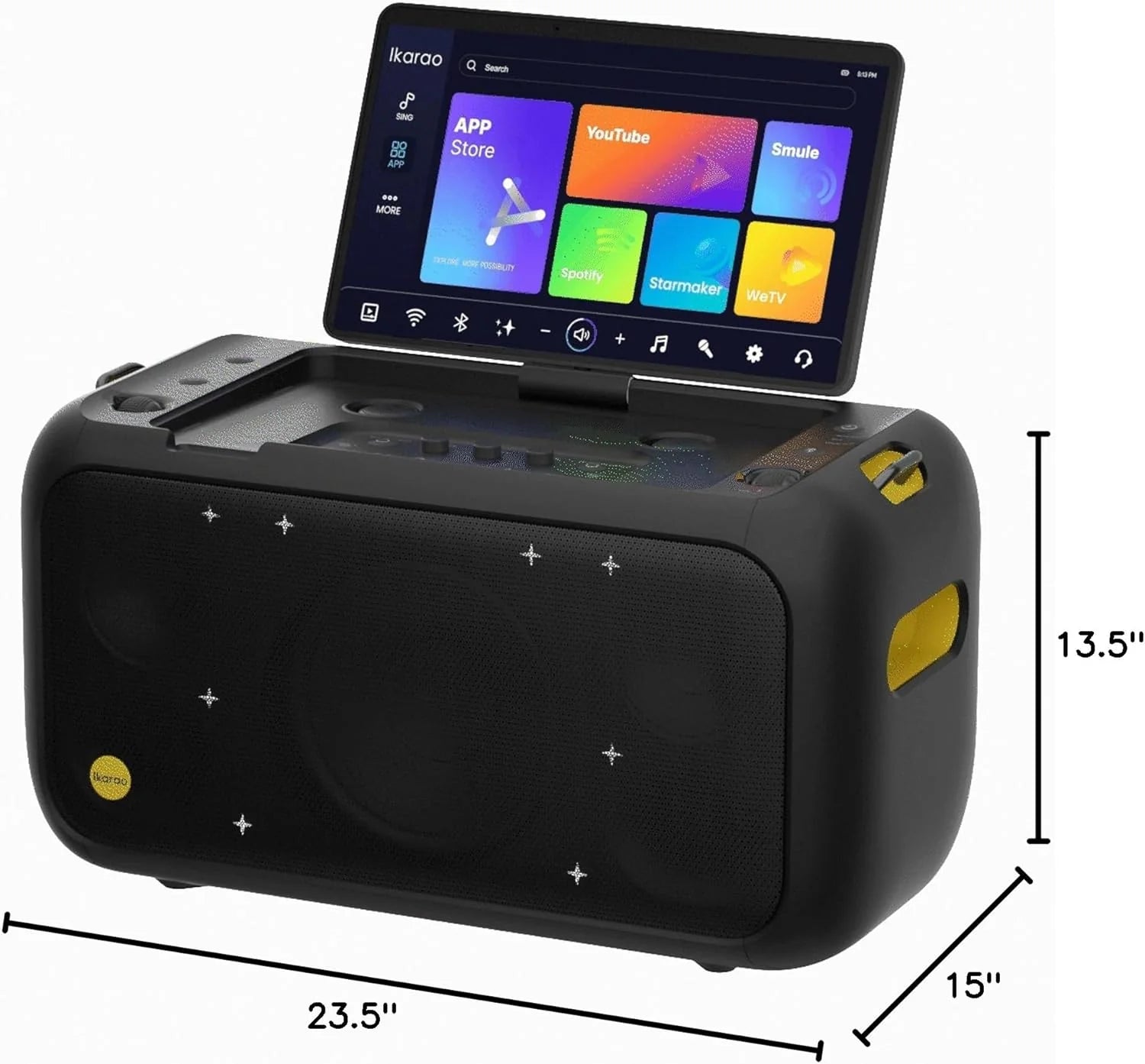 Ikarao Karaoke Machine for Adults, with Lyrics Display Built-in 13.3" Screen, All in One Karaoke Machine with 2 Wireless Microphone, IK-BREAKX1