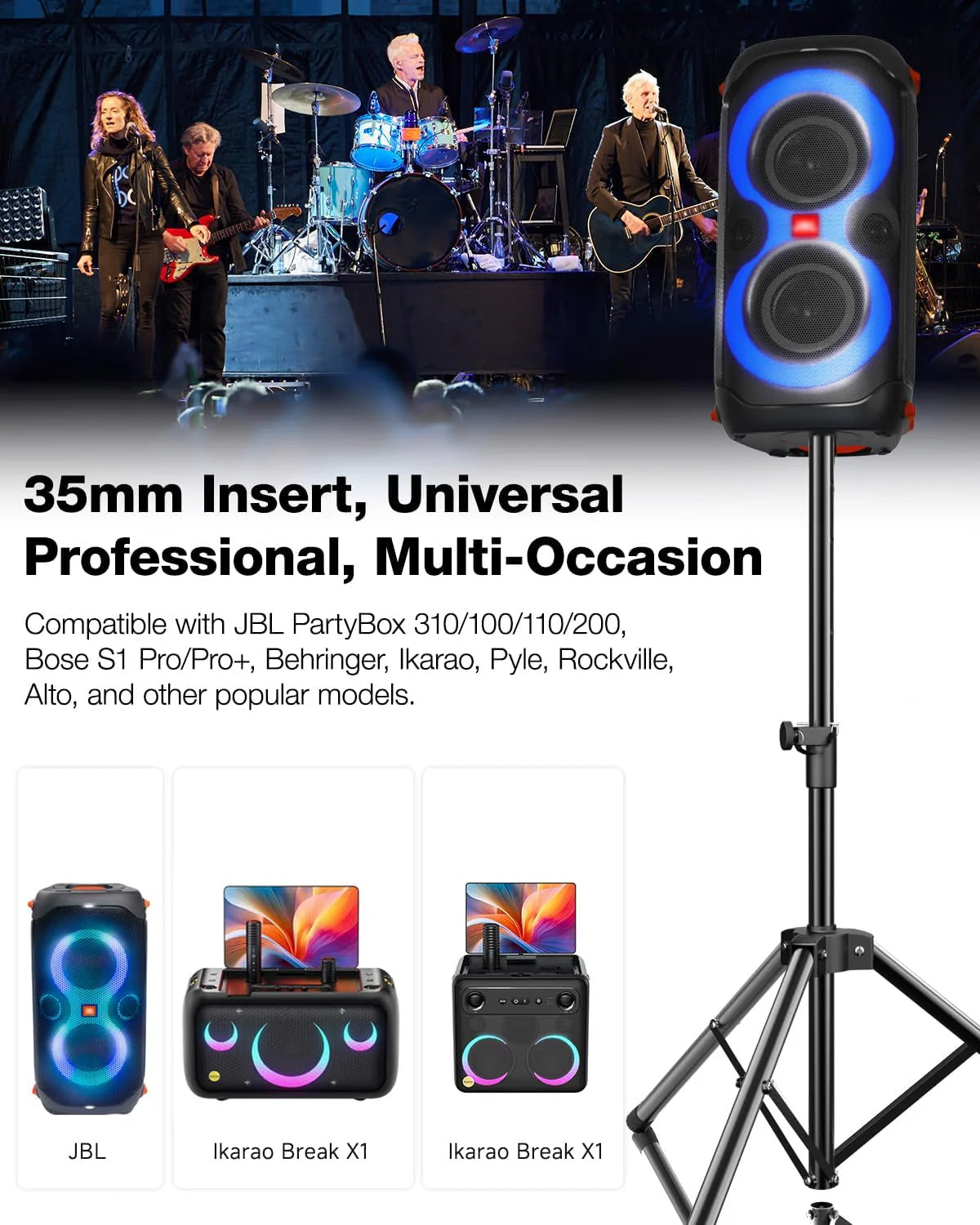 Ikarao Adjustable Height Speaker Stand Universal Tripod, 33" to 43" Extender,IK-X1X2STAND