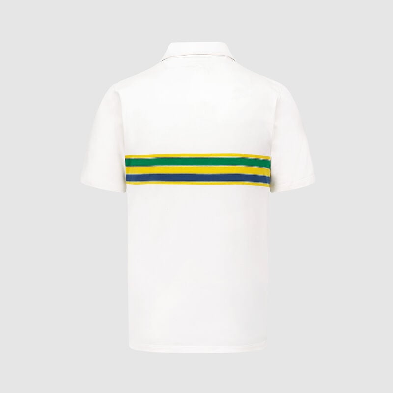 Ayrton Senna Helmet Stripe Polo | Color White | Best Mens Clothing in Bahrain | Halabh