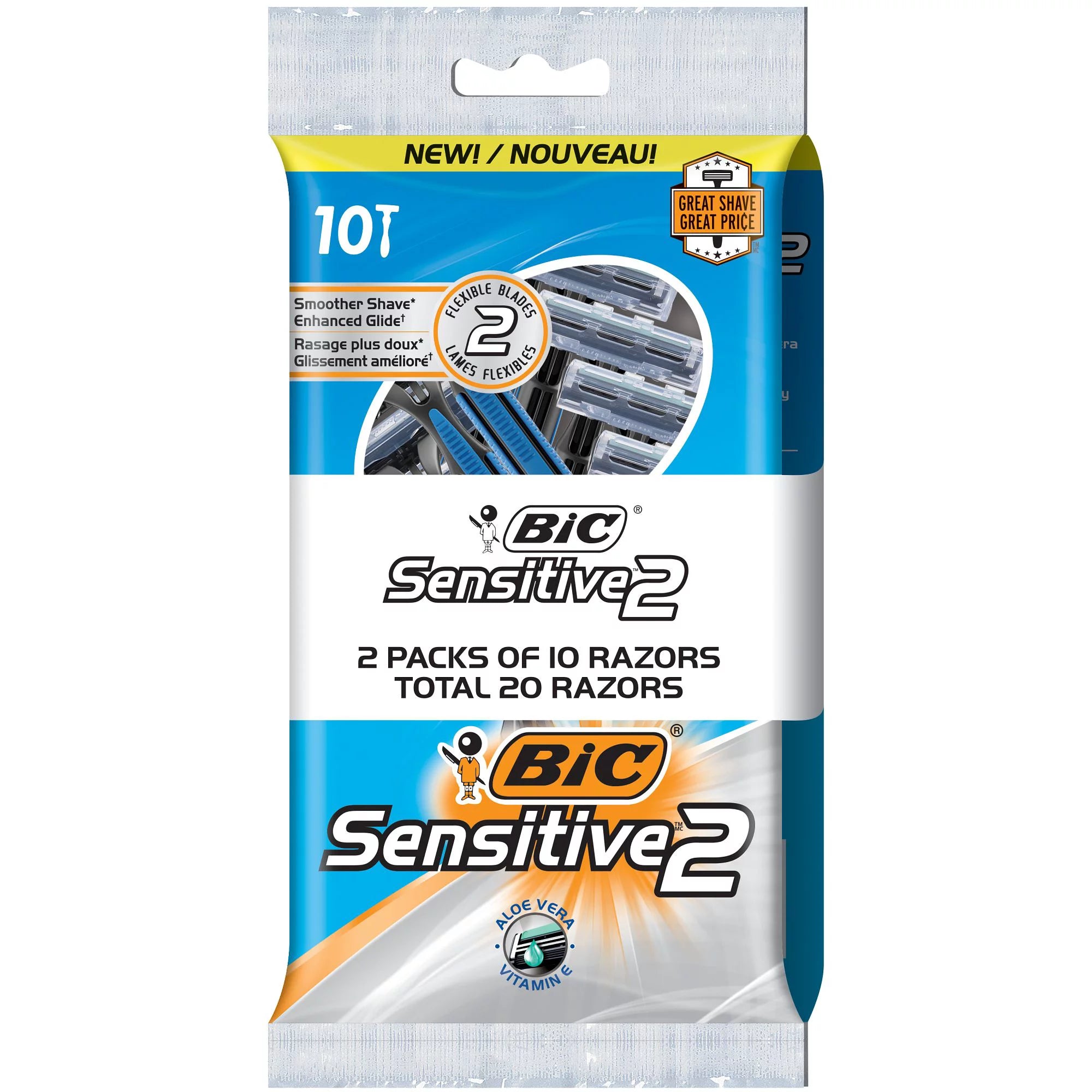 BIC Sensitive 2 Men's Disposable Razor P10+5 | Personal Care | Halabh.com