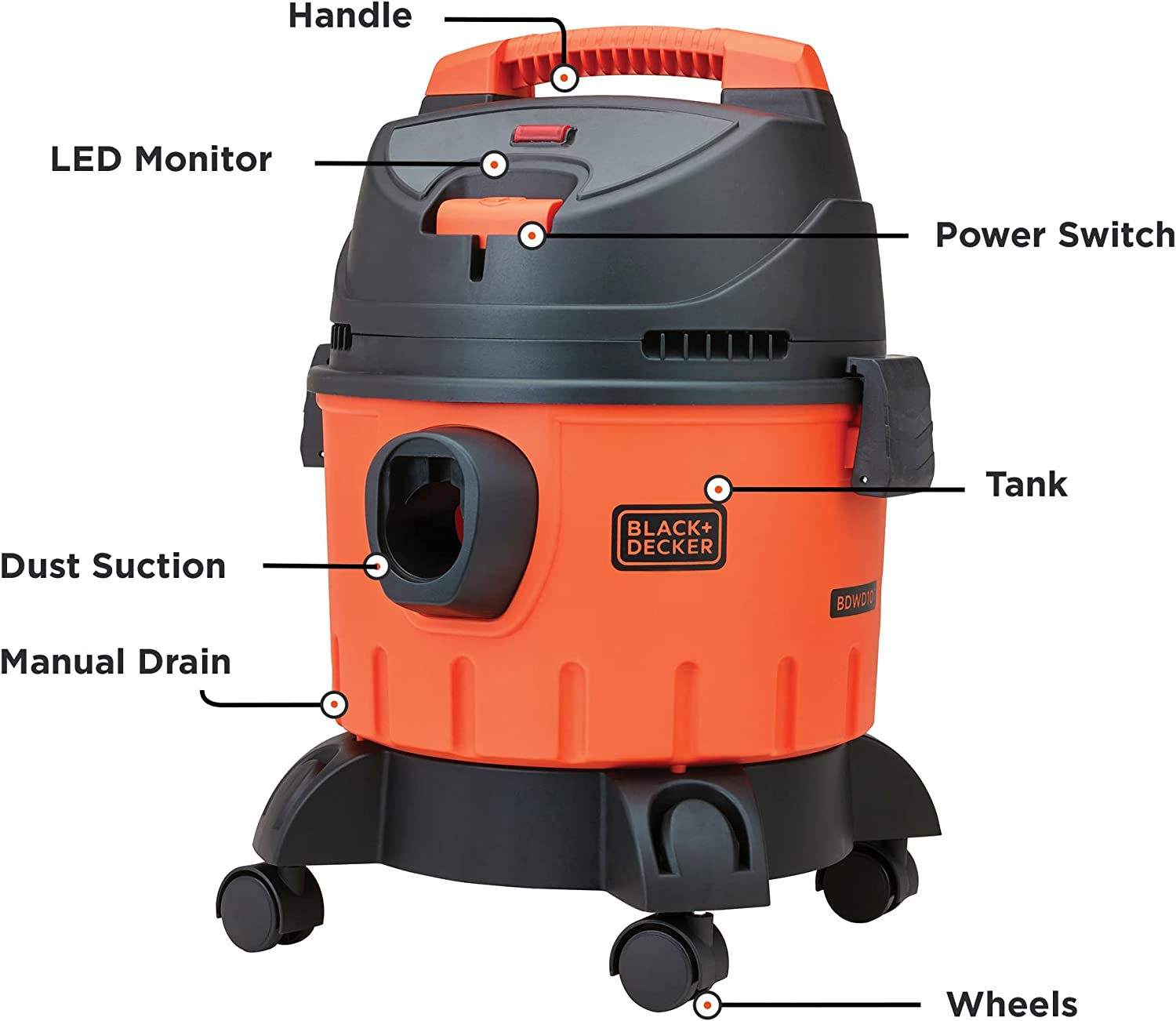Black & Decker Drum Vacuum Cleaner 15 Liter 1400W | Cleaning Accessories | Halabh.com