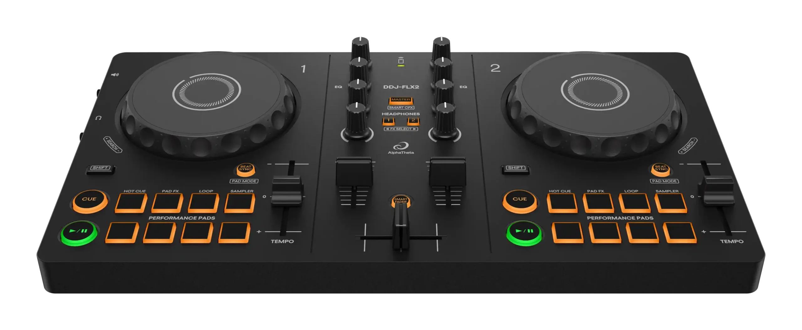 Compact 2-channel DJ controller
