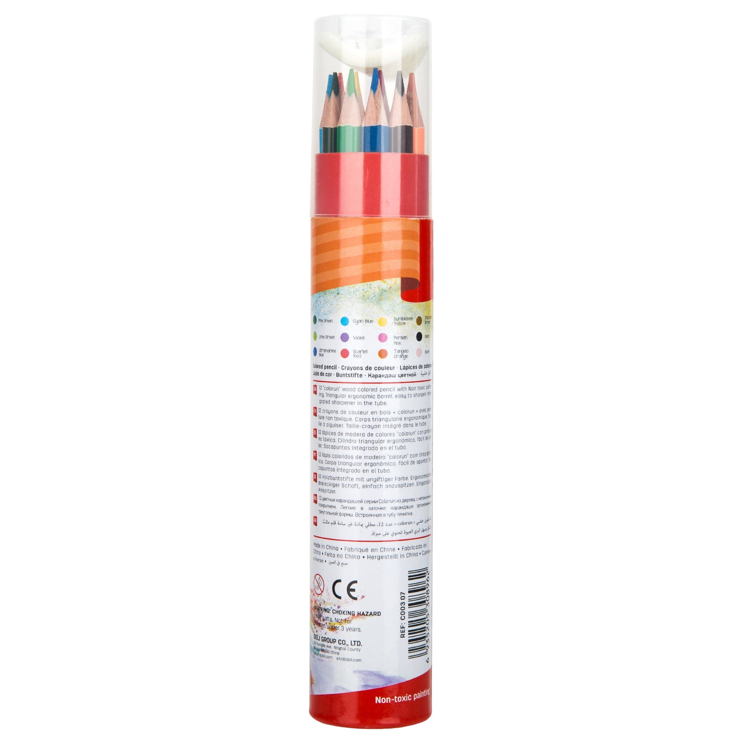Deli 12 Color Pencil Tube with Sharpener | EC00307 | Office Supplies and Stationery in Bahrain | Halabh