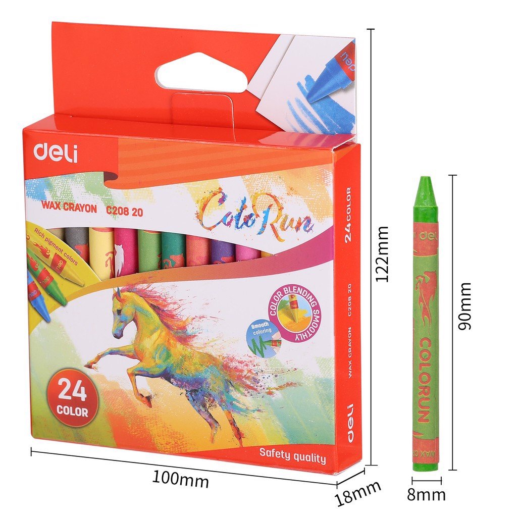 Deli Candle Crayons 12 Colors 1 Box | School Stationary | Halabh.com