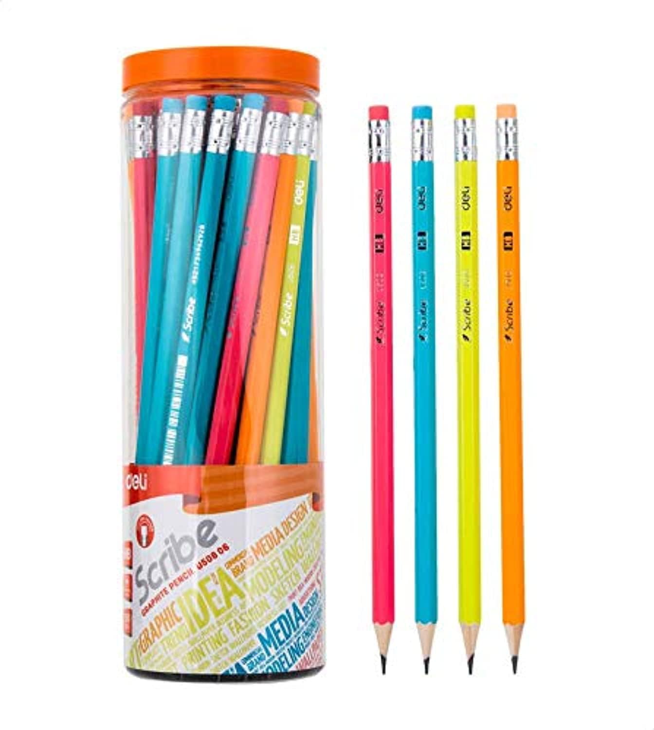 Deli Graphite HB Pencil with Eraser | EU50806 | Set of 50 Pieces | Office Supplies and Stationery in Bahrain | Halabh