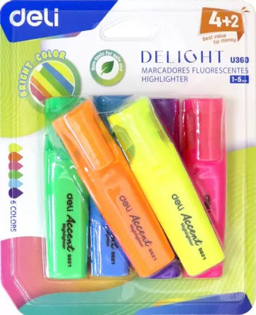 Deli Highlighter Set | Pack of 6 | Office Supplies and Stationery in Bahrain | Halabh