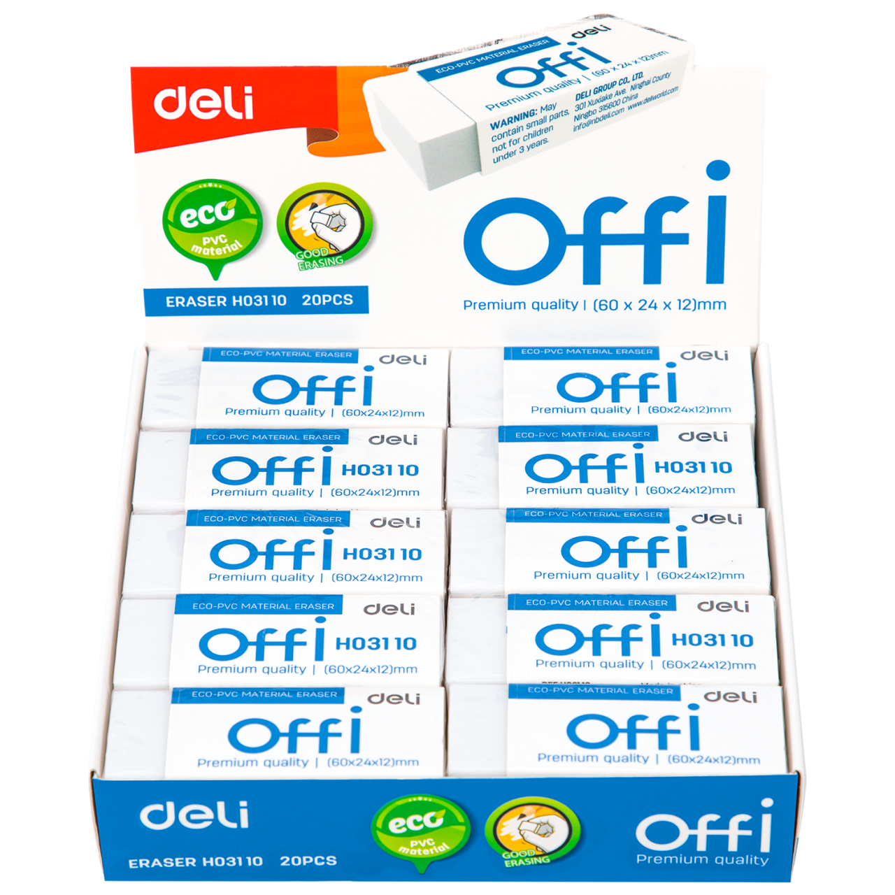 Deli Offi Eraser White | 10 Pcs | Office Supplies and Stationery in Bahrain | Halabh