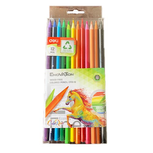 Deli Wood-Free 12 Colour Pencils | School Stationary | Halabh.com
