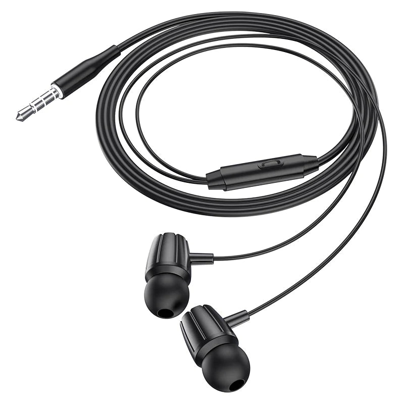 Hoco Graceful Universal Earphones with Mic | Wearables | Color Black | Best Mobile Accessories in Bahrain | Halabh