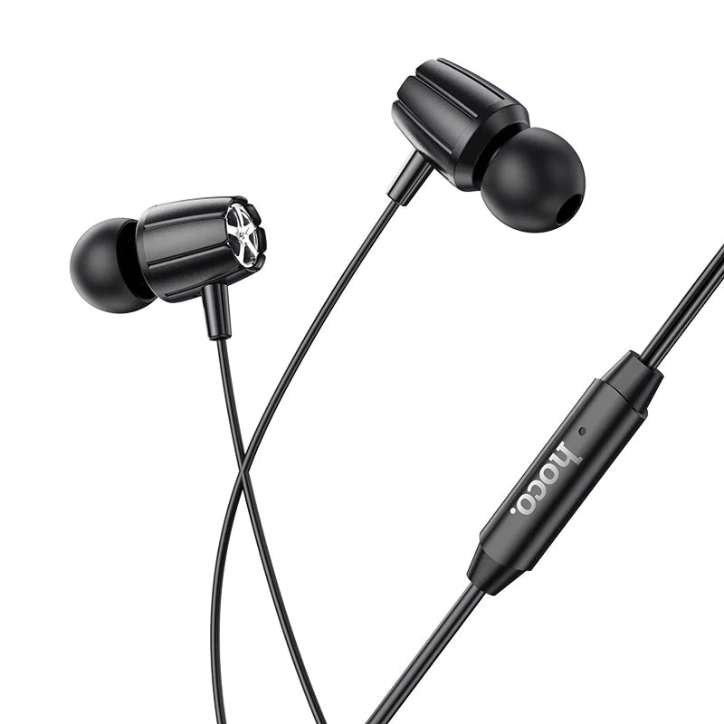 Hoco Graceful Universal Earphones with Mic | Wearables | Color Black | Best Mobile Accessories in Bahrain | Halabh