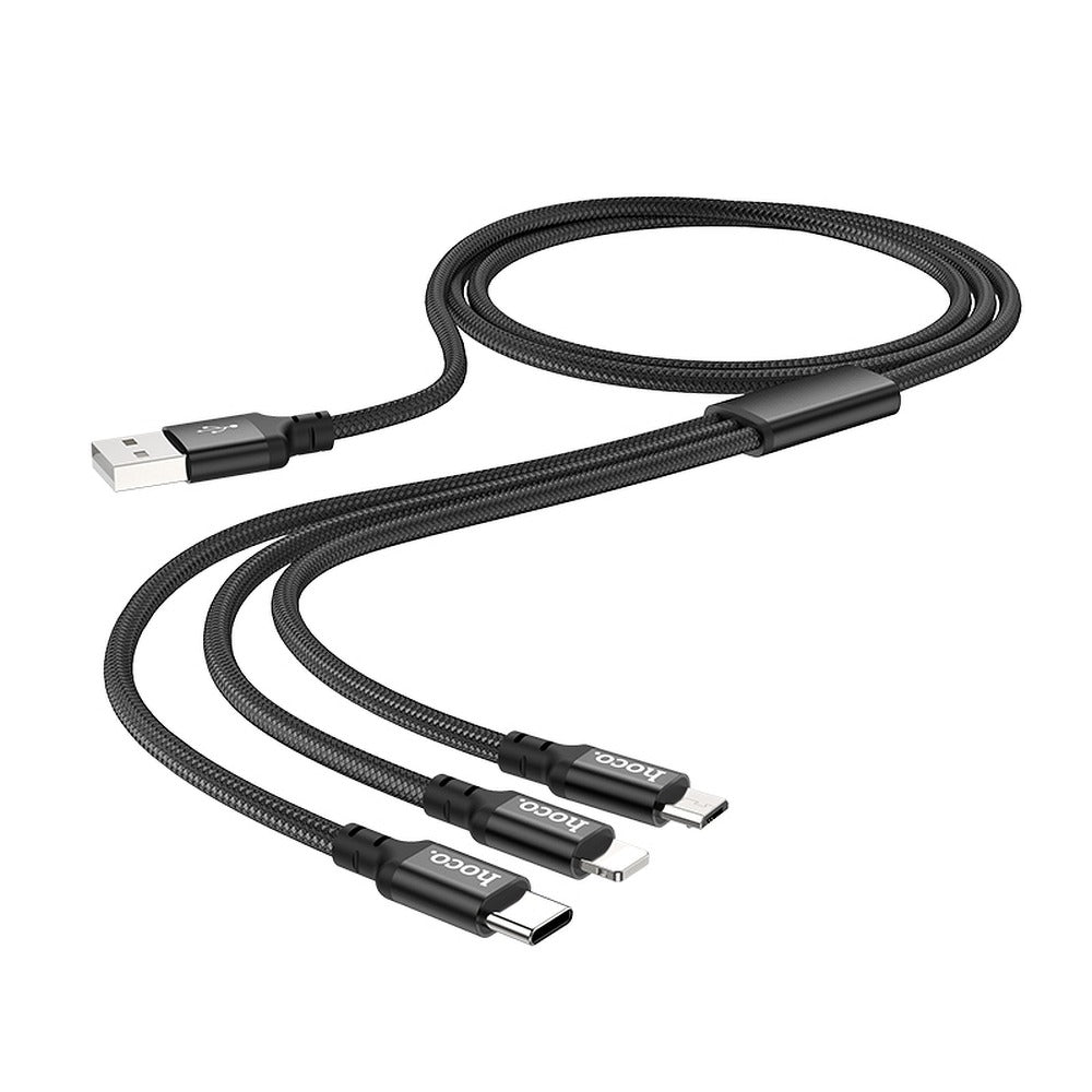 Hoco Ligtning Cable | 3 in 1 Charging Chable | Fast Chargers | Color Black | Best Mobile Accessories in Bahrain | Halabh