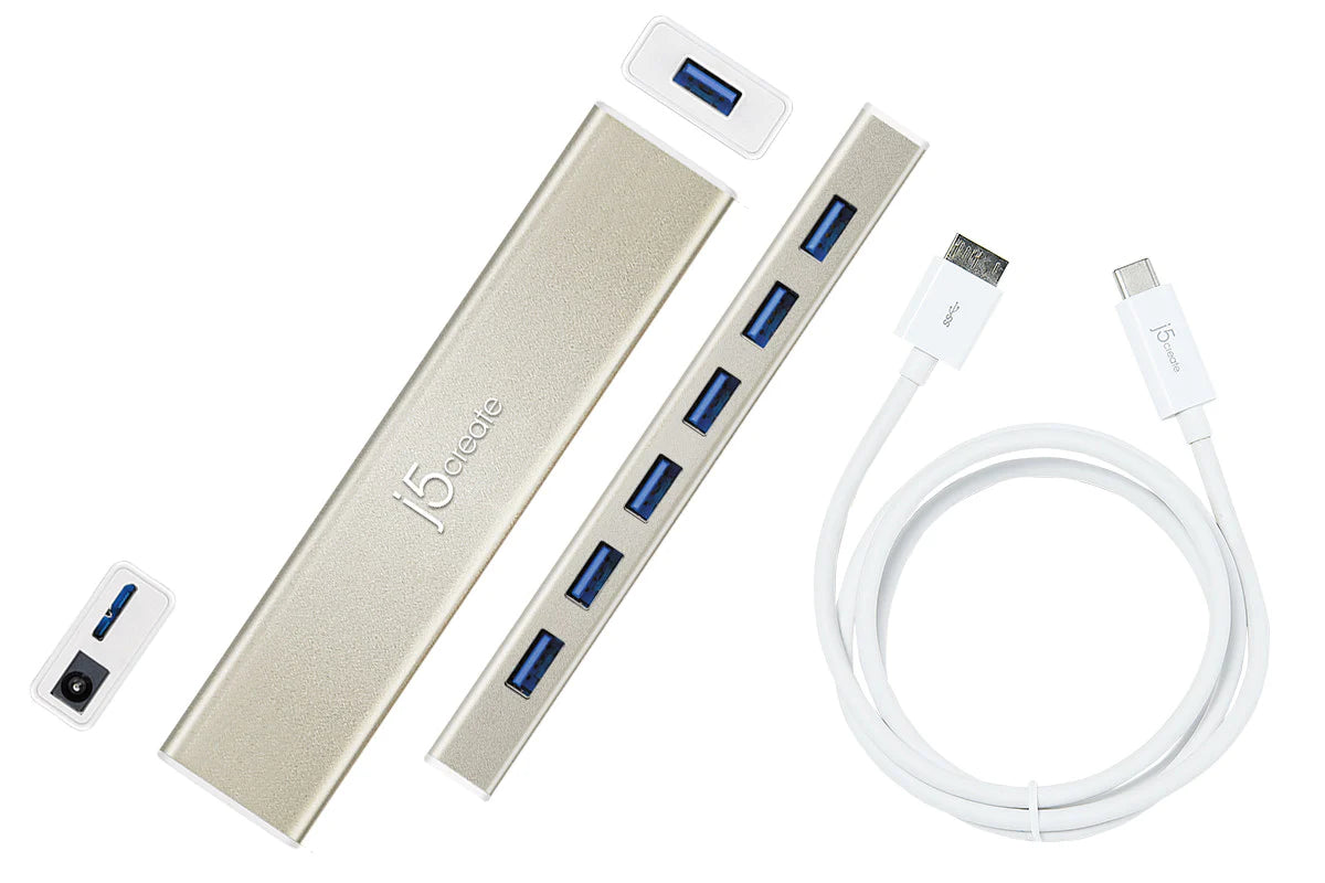 J5create USB C 7 Port Hub | Color White | Usb Hub | Best Mobile Accessories in Bahrain | Chargers | Halabh