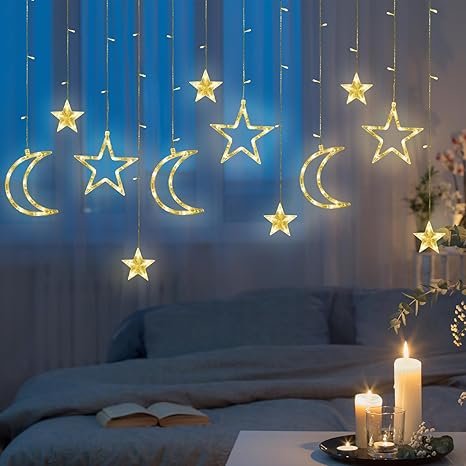 LED Curtain Decoration le Star Moon USB Light Window Lights | Best Decoration Light in Bahrain | Halabh.com