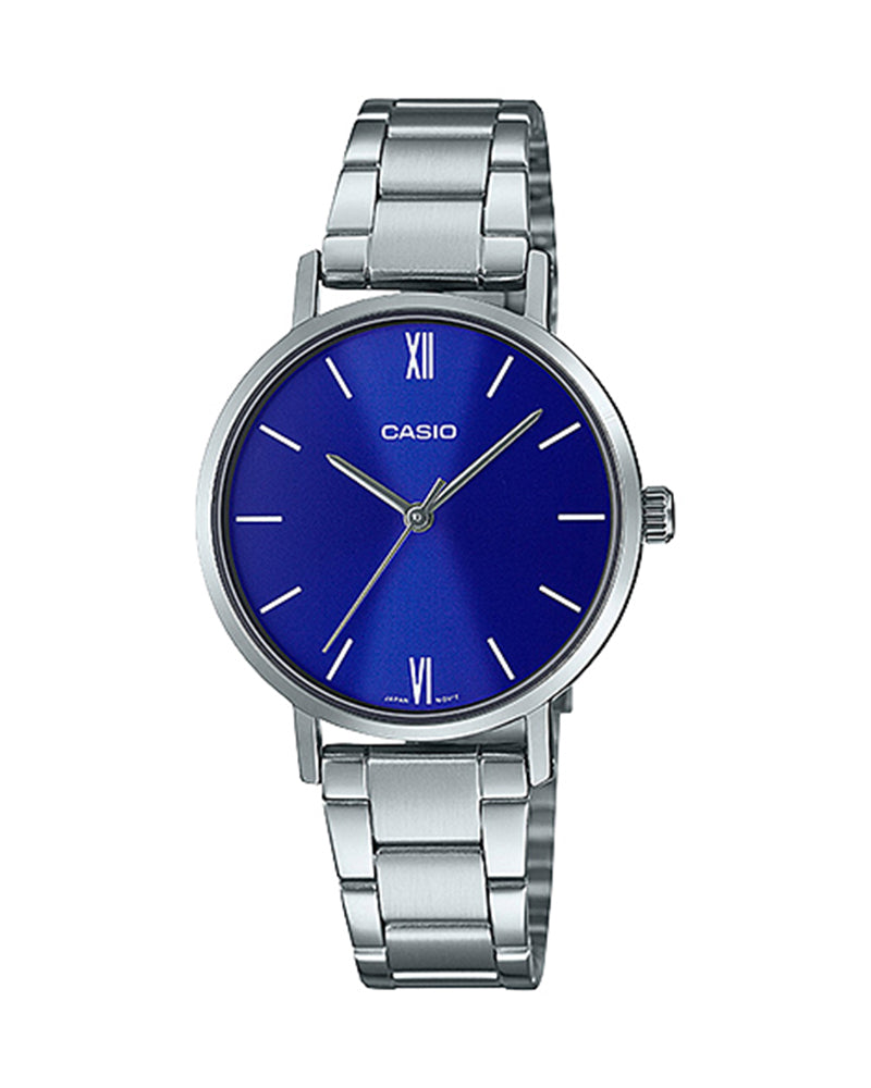 Casio Analog Ladies Watch LTP-VT02D-2AUDF | Stainless Steel Mesh Strap | Water-Resistant | Minimal | Quartz Movement | Lifestyle| Business | Scratch-resistant | Fashionable | Halabh.com