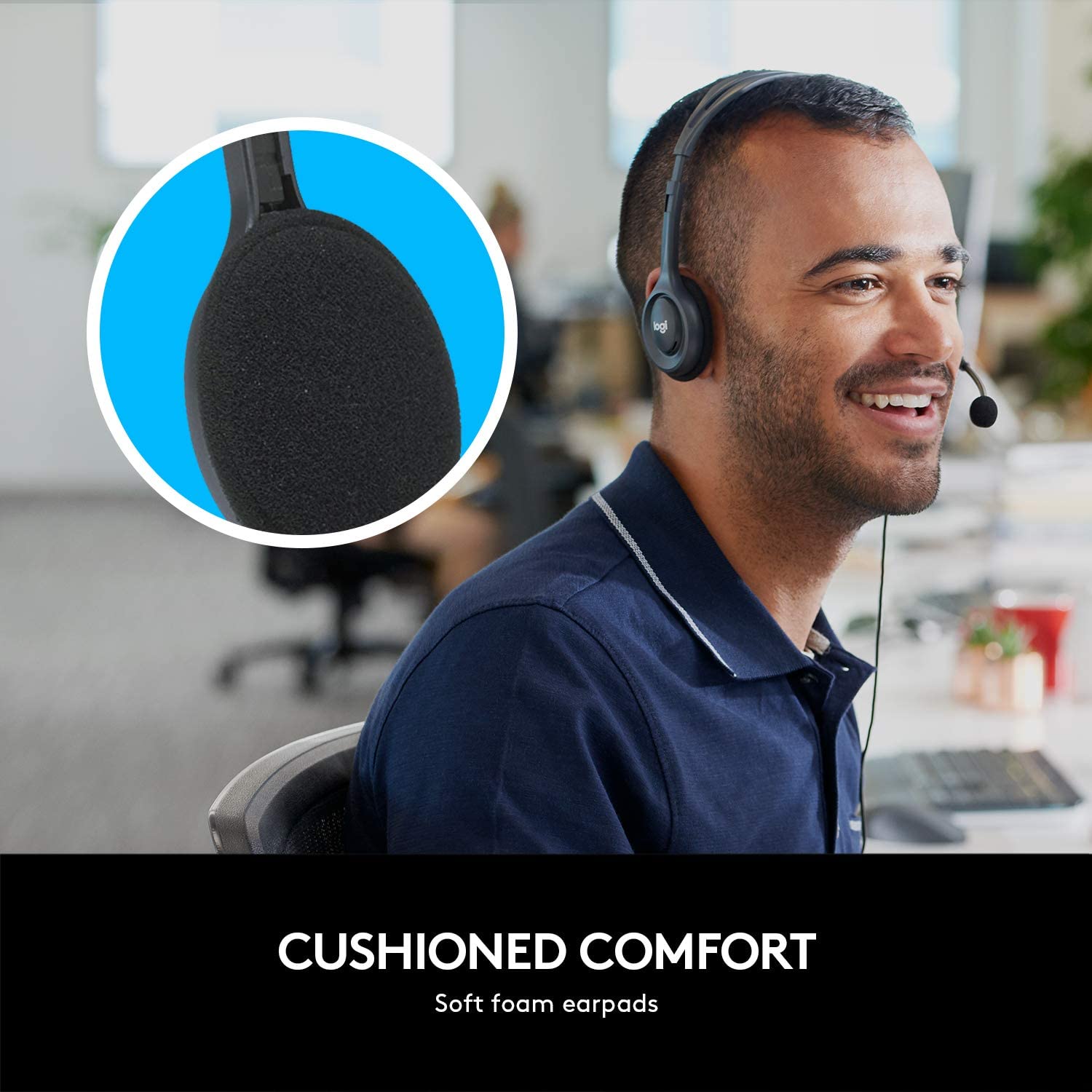 Logitech H111 Wired Headset | Color Black | Best Headphones | Computer Accessories in Bahrain | Halabh