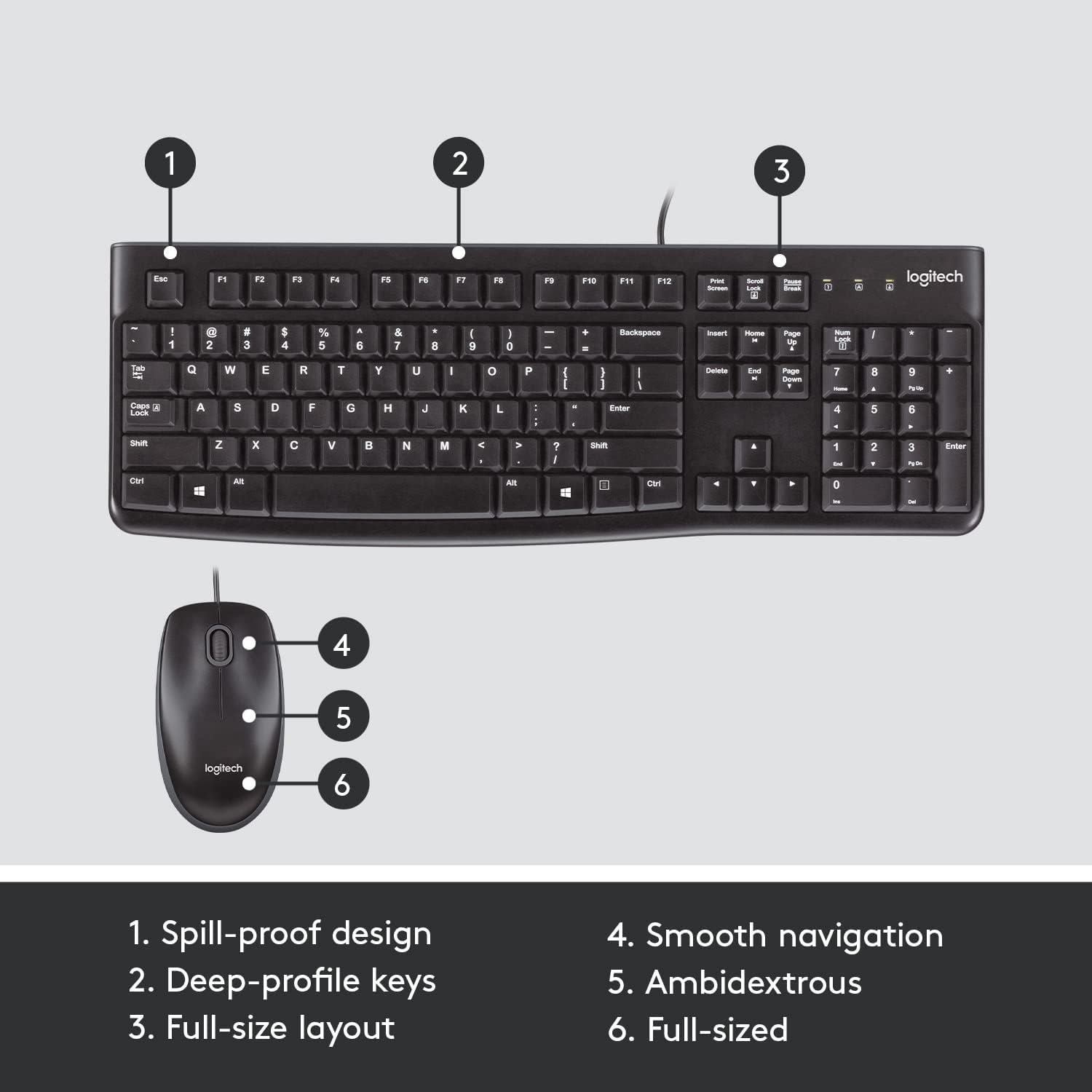 Logitech MK120 Wired Keyboard and Mouse | Color Black | Best Computer Accessories | Halabh